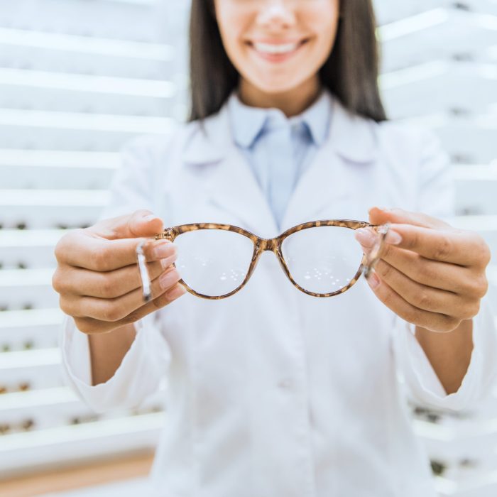 Cropped,View,Of,Professional,Optometrist,Holding,Eyeglasses